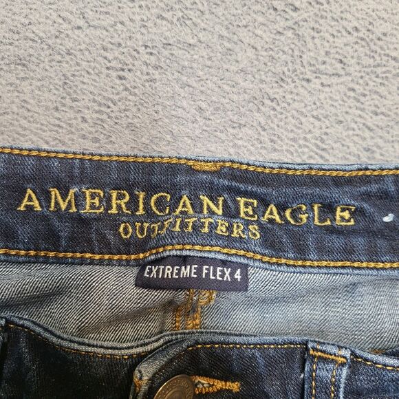 American Eagle Jeans Mens 30x33 Blue Slim Straight Stretch Distressed Denim - Picture 3 of 10